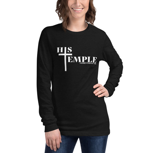 His Temple (Dark) // 1 Cor 3:16 // Unisex Long Sleeve Tee