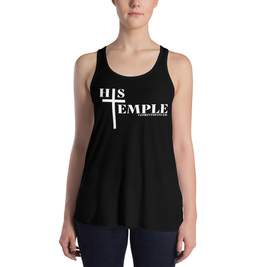 His Temple (Dark) // 1 Cor 3:16 // Women's Flowy Racerback Tank