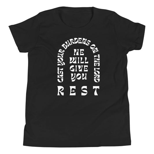 REST (Dark) // Matthew 11:28 // YOUTH T-Shirt
